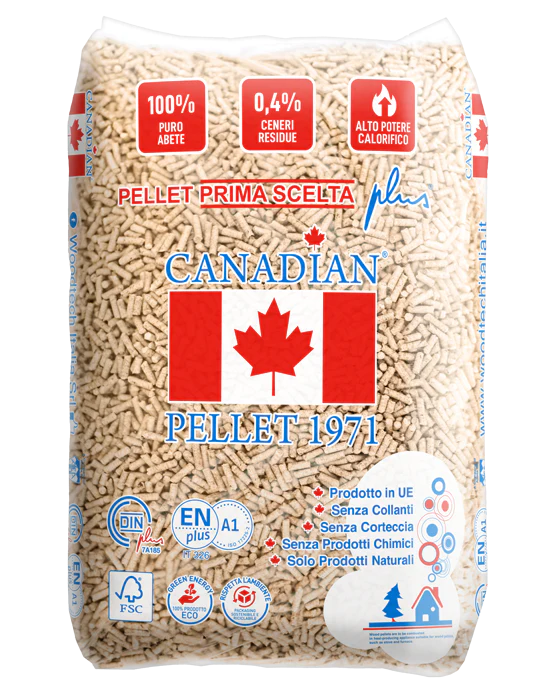 Pellet di abete canadian enplus a1 70 sacco da 15 kg